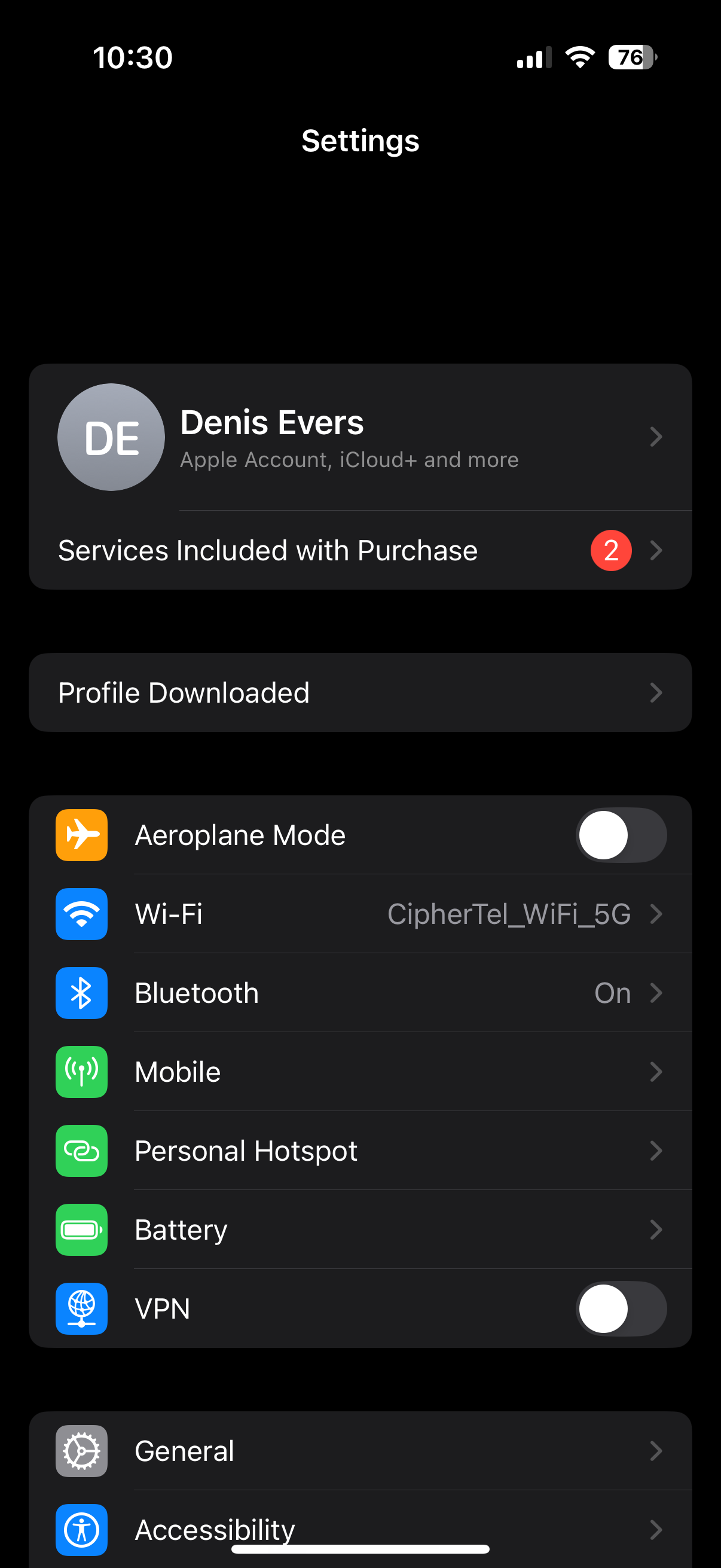 Profile downloaded